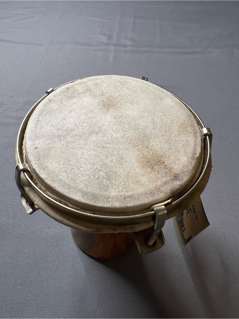 NWT Handcrafted in India Mini Wooden Djembe Hand Drum Natural Hide Percussion - Picture 2 of 9